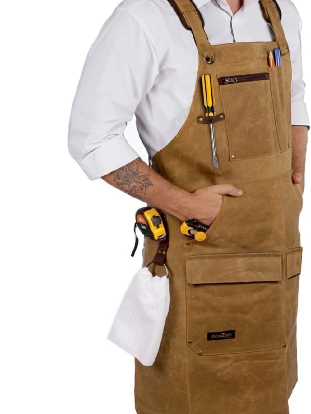 ECOZEN Lifestyle Woodworking Shop Apron Waxed Cotton Canvas Metal Work Welding - Picture 2 of 6